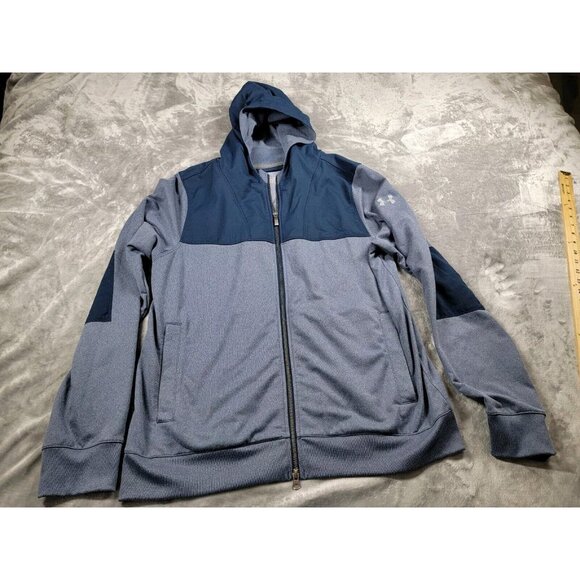 Under Armour Mens Large Fitted Long Sleeve Full Zip Up Allseasongear Jacket Blue - Picture 1 of 8
